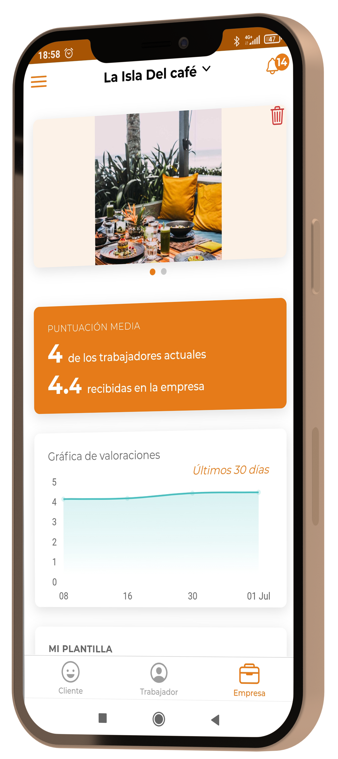 Pantalla de la app Work Value